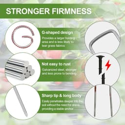 Grondankers G-vorm - Tuinhaken Worteldoek - Tuin Vastzetten - Groter Klemoppervlak - 30 stuks 152mm - Zilverkleurig — thumbnail 4