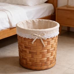 Stoffen Mand Voering - Wasmand Inzetstuk - Opbergen en Decoreren - Verbeterde Luchtcirculatie - 40x35x30cm - Beige — thumbnail 3