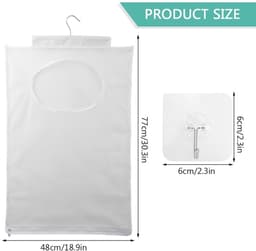 Dailygoods - Duurzame waszak - Op te hangen wasmand - Doorzichtige mesh-polyester - Wit - Zelfklevende haken - Perfect voor organisatie - Ideaal voor... — thumbnail 4