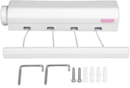 Dailygoods- Waslijn Automatisch Intrekbaar 3,2m - Wanddroogrek - Uittrekbare Waslijn - 4 Lijnen - Eenvoudig te Installeren - Modern Design - Wasrek — thumbnail 1