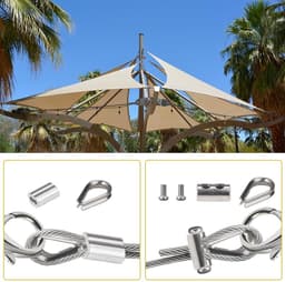 Dailygoods- Metaalkabel 2 mm x 10 m - Staalkabelset - Roestvrij staal 304 - Oogjes - Klimhulp - 14 Stuks - Staalkabel — thumbnail 5