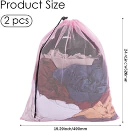 Dailygoods - 2 Stuks Mesh Waszakken met Trekkoord 62x49 cm — thumbnail 3