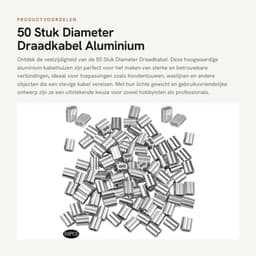 Dailygoods- Draadkabel 50 Stuks - Aluminium Kabeldraad - Zilveren Krimpring-Hulsklem - Geschikt voor Hondentouw/Waslijn - Diameter 8 mm - Laag Gewicht/Hoge Prestaties - Staaldraad — thumbnail 1