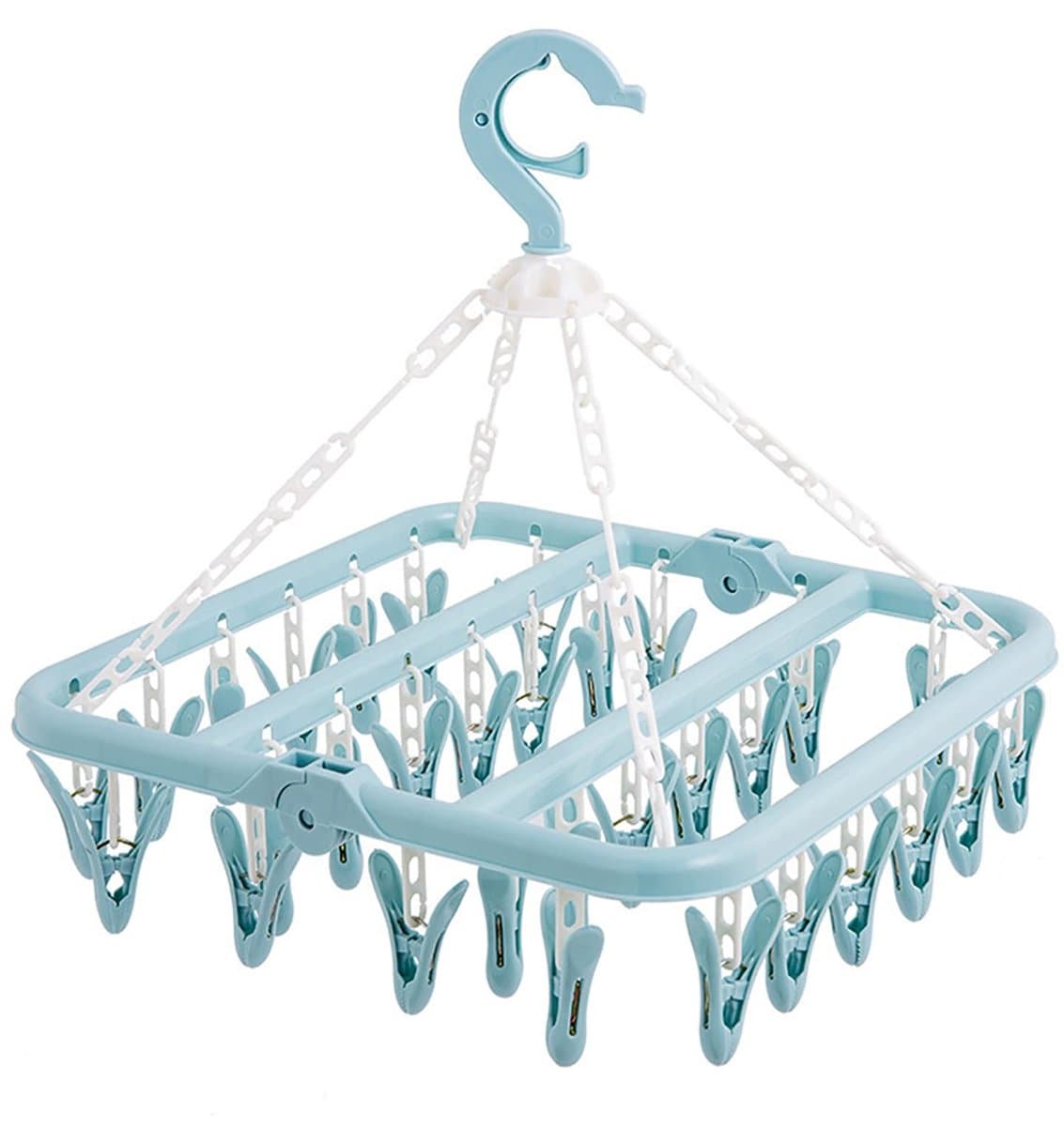 Dailygoods- Washanger Winddicht - Opvouwbaar Droogrek - 32 Clips met Antisliptanden - Lichtgewicht Hanger - Geschikt voor Camping - Ruimtebesparend Ontwerp - Waslijn — afbeelding 1