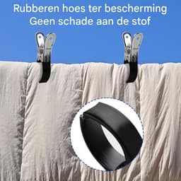 GELLDG Handdoekklemmen - Metalen Klemmen Set - Roestvrij Staal met Antislip Rubber - Maximale Opening 5 cm - 6 Stuks - Geschikt voor Strandstoel en Waslijn - Zilverkleur — thumbnail 2