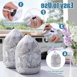 Set van 3 Kleine Wasnetjes voor Delicate Kleding met Trekkoord - Duurzame Waszakken voor Ondergoed, Sokken en Babykleding - Ideaal voor de Wasmachine en Reizen 30x40 cm — thumbnail 4