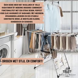 Woning Decor® Wasrek Inklapbaar – 35 meter Drooglengte - Extra Groot - RVS Droogrek - Stevig en Ruimtebesparend – Voor Binnen en Buiten - Droogrek Inklapbaar — thumbnail 2