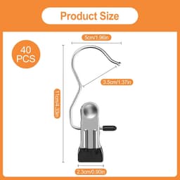 40 Stuks Roestvrijstalen Kleerhanger Knijpers, 360째 Draagbare Antislip Knijpers, Knijpers met Haken, Hangende Kledingknijpers voor Schoenen Handdoeken Sokken Kleding Huis — thumbnail 3