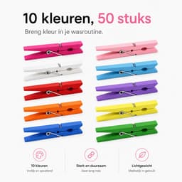 Tolvia Wasknijpers Hout 50 Stuks - Gekleurd (10 Kleuren) - Sterke Knijpers voor Was, Foto’s & Decoratie - Duurzaam & Multifunctioneel — thumbnail 5
