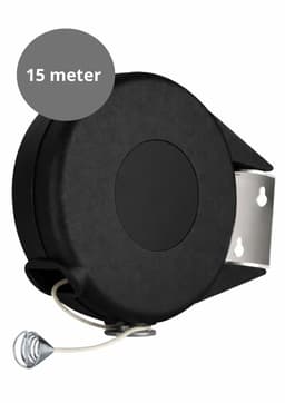 V&P Products® Uittrekbare Waslijn 15 Meter – Flexibele Roldrooglijn voor Binnen en Buiten – Inclusief Bevestigingsmateriaal - Zwart — thumbnail 1
