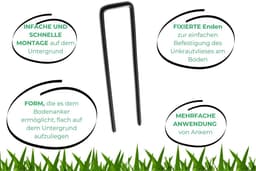 100x Stalen Grondankers van niet Verzinkt Staaldraad - 150 mm lang, 30 mm breed, Ø 4 mm - Grondankers Voor Onkruidmat, Tuinmat, Schutting & Camping - Stalen Grondnagels — thumbnail 5
