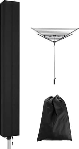 Draaibare wasrekhoes voor in de tuin - waterdichte draaibare wasrekhoes met ritssluiting - meubelhoes - stof-, regen- en zonwerend - stevige, duurzame hoes voor draaibare wasrekken of parasols - geschikt voor buiten en in de tuin - 165 x 16 x 16 cm — thumbnail 1