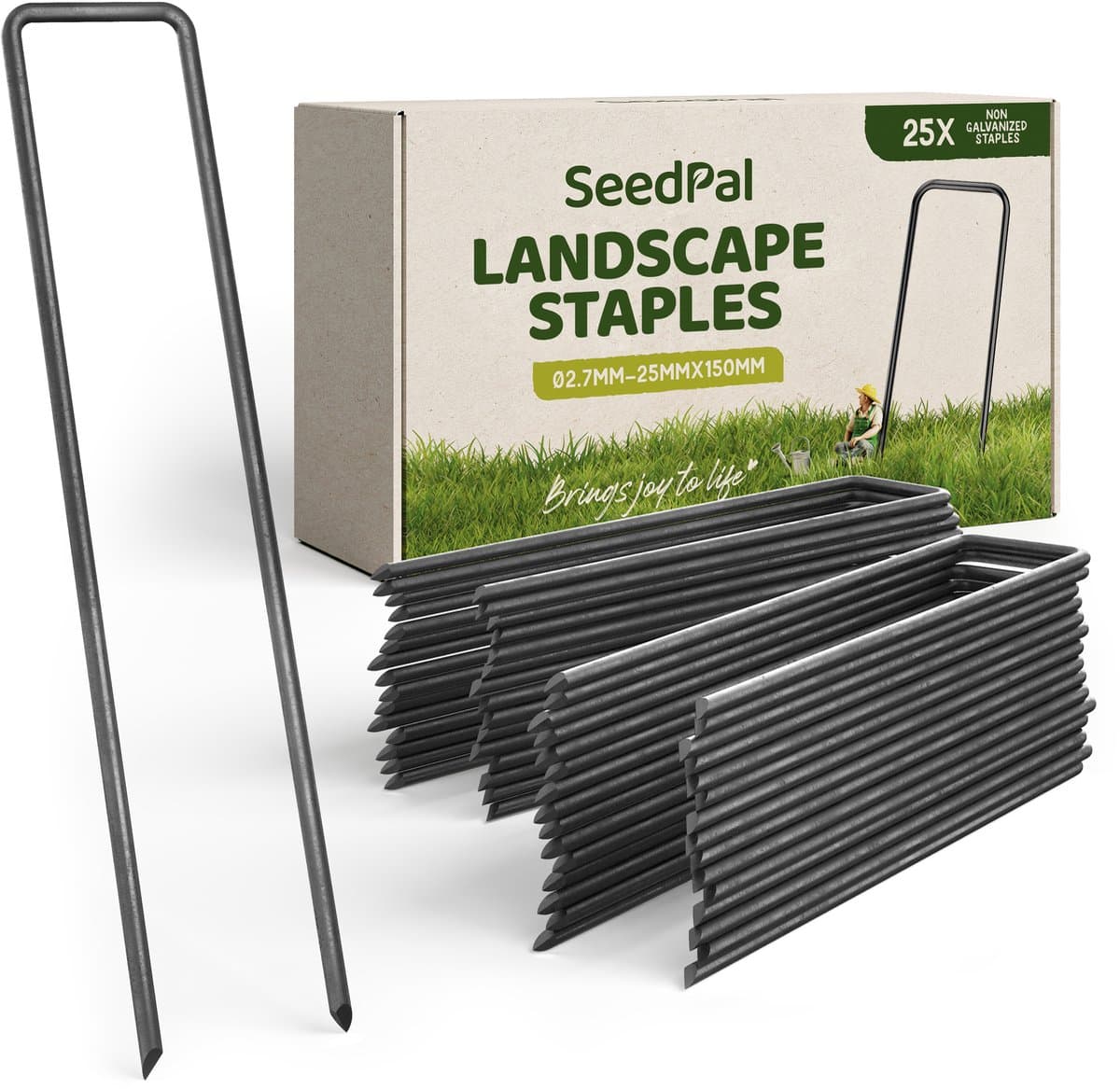 SeedPal Grondankers Bodemankers Onverzinkt - 25 Stuks - Haringen Aardnagels Stabiel, Grondankers Voor Onkruidvlies, Hek & Tent - 150 mm x 25 mm x Ø2,7 mm - Aardnagels/Bodemhaken Van Staal - Grondverankering — afbeelding 1