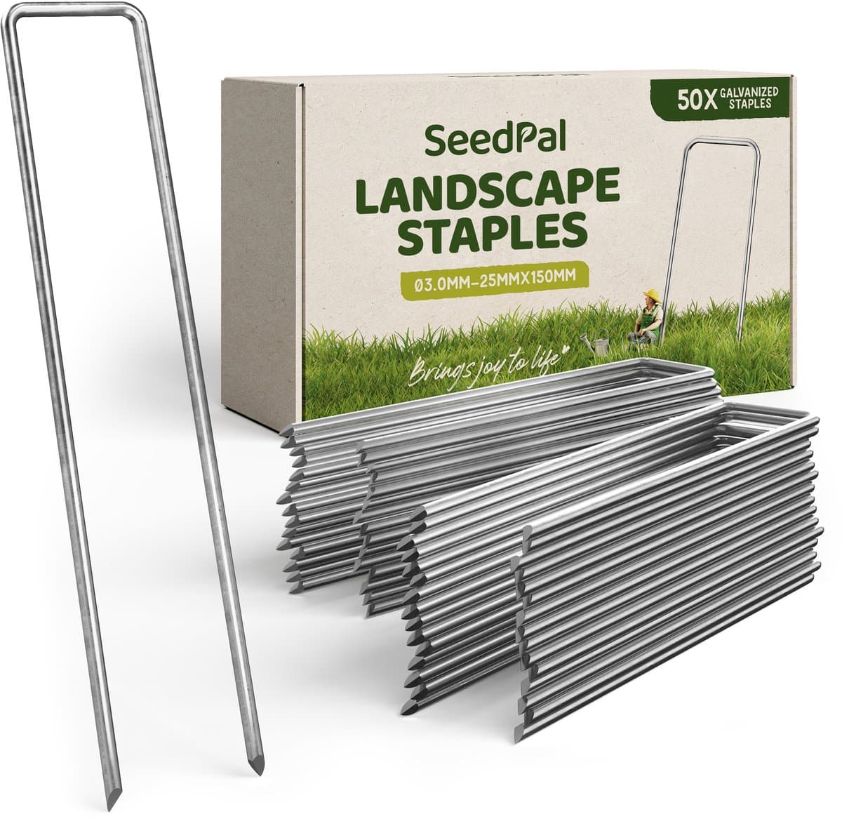 SeedPal Grondankers/Haringen Anti Roest - 50 Stuks - Roestvrije & Verzinkte Bodemankers Voor Bevestiging - 150 mm x 30 mm x Ø3 mm - Aardnagels/Bodemhaken Van Staal - Grondverankering/Bodembevestiging — afbeelding 1