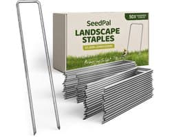 SeedPal Grondankers/Haringen Anti Roest - 50 Stuks - Roestvrije & Verzinkte Bodemankers Voor Bevestiging - 150 mm x 30 mm x Ø3 mm - Aardnagels/Bodemhaken Van Staal - Grondverankering/Bodembevestiging