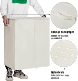 KAD® Wasmand - Wassorteerder - Wasmand 2 Vakken - Wit - 63cm x 37cm x 69cm — thumbnail 3