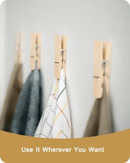 Grote Houten Wasknijpers - Kledingclips WaslijnHouders - Kleding Ophangen - Stevige Grote Grip - 72 cm - Natuurlijk Hout — thumbnail 4