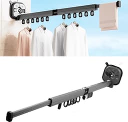 Dailygoody - Wandgemonteerd Droogrek - Ruimtebesparend - Zilverkleurig - Intrekbare Droger - Geschikt voor Kleding - Opvouwbaar voor Balkonwasgoed — thumbnail 5