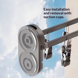 Zuignap Vouwbare Handdoekhouder met Windvaste Sokclips, Multifunctionele Balkon Droogrek, Ruimtebesparende Hanger Organizer voor Sokken, Handdoeken & Wasgoed — thumbnail 4