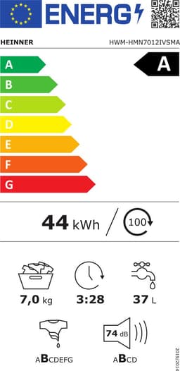 Heinner HWM-HMN7012IVSMA Slanke Wasmachine 7 kg – 1200 tpm – Inverter Motor – Energieklasse A – 15 Programma’s – 15 min Snelprogramma – Allergy Steam –Wit – 5 Jaar Garantie — thumbnail 2