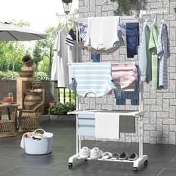 Droogrek Toren - Wasdroger Staand - Kleding Drogen - 6 Inklapbare Vleugels - 50 x 75 x 171 cm - Wit — thumbnail 2