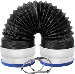 Ulisem - Droogafvoerslang - 10cm aluminium - 6 lagen folie - Inclusief rubberen ringen en 2 klemmen - Buigzaam en brandvertragend - Geschikt voor smalle ruimtes en wasruimte - Universele pasvorm - 1m/3ft — thumbnail 1