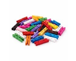 Kleine Wasknijpers Gekleurd – 35 Stuks – Mini Knijpertjes – Decoratie & Knutselen – Houten Knijpers Set