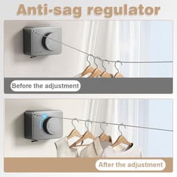 Waslijn Intrekbaar - Kledingdroger Touw - Kleding Drogen - Anti-doorzakken Ontwerp - 4.28 Meter - Grijs — thumbnail 4