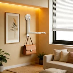 2pcs Opvouwbaar wasrek, wandgemonteerd droogrek met zuignap, uitschuifbaar, draagbare deurhanger voor wasgoed, badkamer, camper en balkon. (Wit) — thumbnail 2