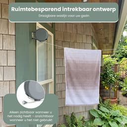 Twenty4seven® Waslijn Uittrekbaar - Waslijndraad 15 Meter - Uittrekbare & Automatische Roldrooglijn - voor Binnen & Buiten — thumbnail 3