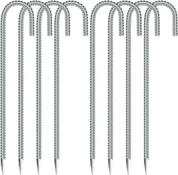 8 Stuks Grondpalen en Grondankers van 30 cm, J-Haak Tentpinnen voor Beveiliging van Tenten, Tuinpalen en Campingluifels — thumbnail 1