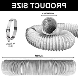 Dailygoods- Afvoerslang 100 mm - Flexibele Aluminium Buis - 6 m Lengte - Ventilatieslang - Slangklemmen - Hittebestendig Roestvrij Staal — thumbnail 5