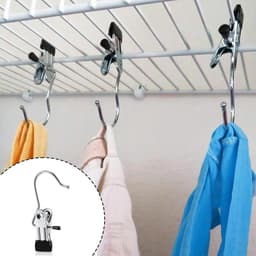 VVGoods - Roestvrijstalen Wasknijpers 20 stuks 360° Draaibare Klemhaken Antislip - Geschikt voor Sokken Handdoeken Broeken Schoenen - Zwart — thumbnail 5