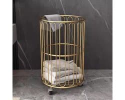 Strijkmand met wielen - Rolbare wasmand - Huishoudelijk werk - Grote capaciteit - 36x46 cm - Goud