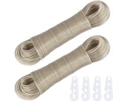 Dailygoods- Waslijn 50 m - Waslijn met stalen kern 3 mm - Weerbestendig - Extra sterke waslijn - Ideaal voor tuin/camping - Duurzaam en flexibel - Waskoord