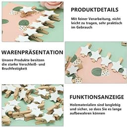 Dailygoods- Sterren Wasknijpers 100 Stuks - Houten Clips - Decoratieve Klemmen - Handwerk - Klemmen voor Kerstmis - Duurzaam Hout - Decoratieve Knijpers — thumbnail 4