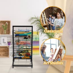 Dailygoods- Fotodroogrek Mobiel met 18 Planken - Vergrendelbare Wielen - Functioneel Design - Opbergoplossing voor Kunstwerken - Afmetingen 42 x 30 x 77 cm - Droogrek — thumbnail 3