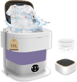 Dailygoods- Mini-wasmachine 15 liter - Draagbare wasmachine - Opvouwbare wasmachine - Centrifuge - Drie reinigingsmodi - Inclusief afvoermand — thumbnail 1