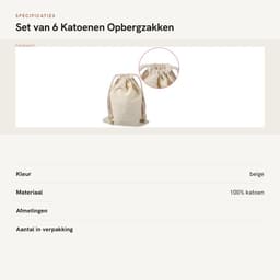 Dailygoods- Waszak Groot - Waszakken voor Wasgoed - Opbergtas - Opbergbak - Opbergzakken Kleding - Milieuvriendelijk Katoen - 30 x 40 cm - Opbergzak — thumbnail 4