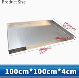 Roestvrijstalen lekbak - Wateropvangbak Afvoerbak - Keuken Organiseren - Zonder Afvoer - 100x100 cm - Zilver — thumbnail 3