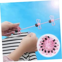 Waslijn met Clips - Reis Waslijn - Kleding Drogen - Winddicht Clipsontwerp - 185 cm - Roze — thumbnail 3