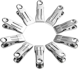 Wasknijpers Roestvrij Staal - Kledingklemmen Ophangclips - Was Drogen Buiten - Antislip Rubberen Grip - 8 Stuks - Wit — thumbnail 1