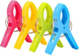 Grote Kleding Clips - Handdoek Knijpers - Wasgoed Droge - Brede Klemmen - 12 cm - Lichtgekleurd — thumbnail 1