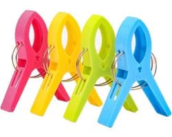 Grote Kleding Clips - Handdoek Knijpers - Wasgoed Droge - Brede Klemmen - 12 cm - Lichtgekleurd