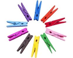 Houten Clips - Memo Pinnen - Decoratie Maken - Natuurlijke Kleuren - 20 Stuks - Houtkleurig