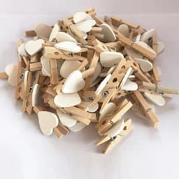 Houten Wasknijpers - Fotoclips Kaartknijpers - Decoratie Knutselen - Hartvormig Ontwerp - 50 Stuks - Wit — thumbnail 3