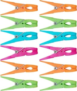 Gekleurde wasknijpers - Kleine clips - Kleding drogen - Winddicht ontwerp - 12 stuks - Meerkleurig — thumbnail 1