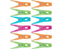 Gekleurde wasknijpers - Kleine clips - Kleding drogen - Winddicht ontwerp - 12 stuks - Meerkleurig