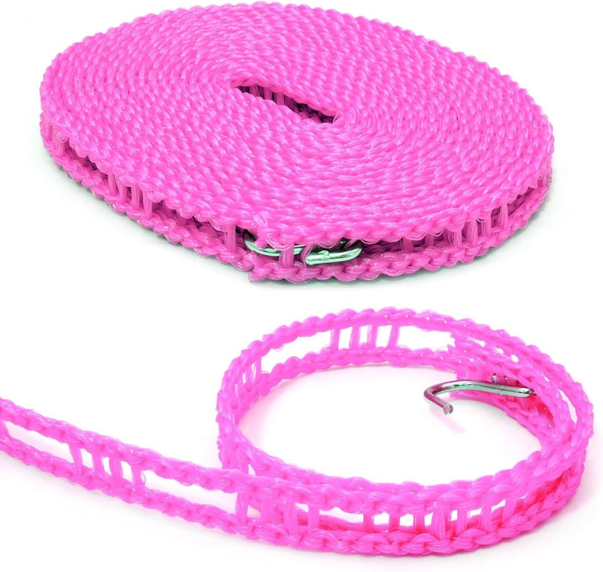 Waslijn 5 Meter Nylon - Weerbestendig en Antislip met Metalen Haken - Roze — afbeelding 1