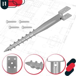 Stalen U-vormige Postvoet - Verzinkt - 70x700 mm - Zilver — thumbnail 2